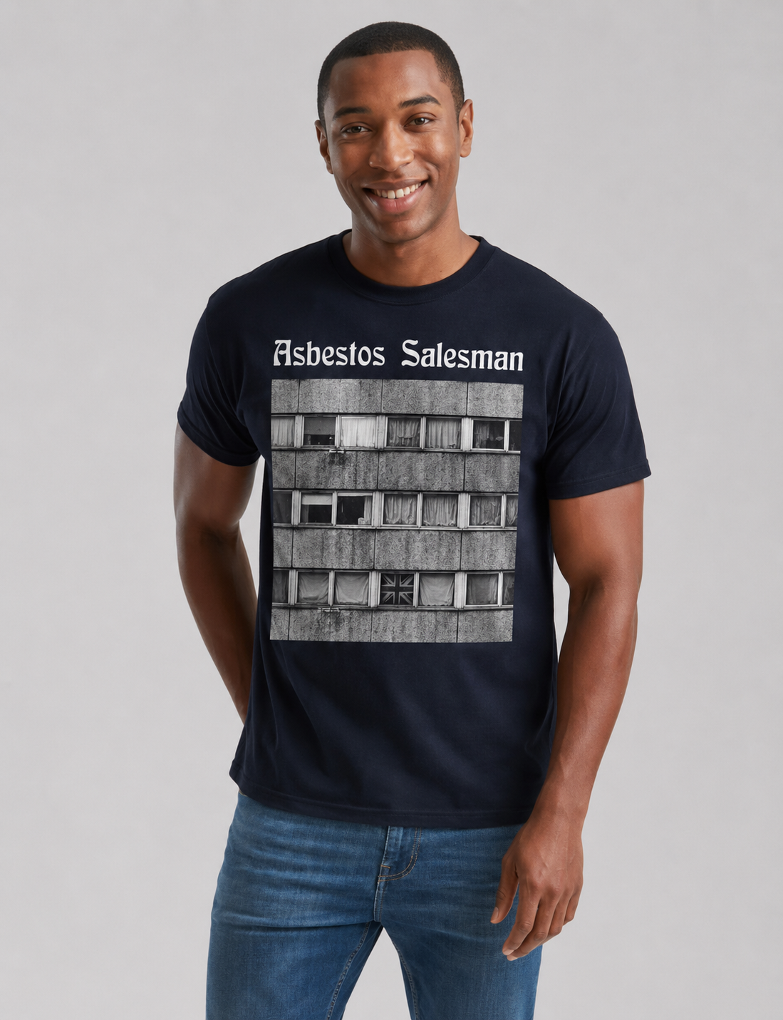 Asbestos Salesman - 10000 hrs T-shirt — Deep Navy — by Asbestos Salesman — image 2