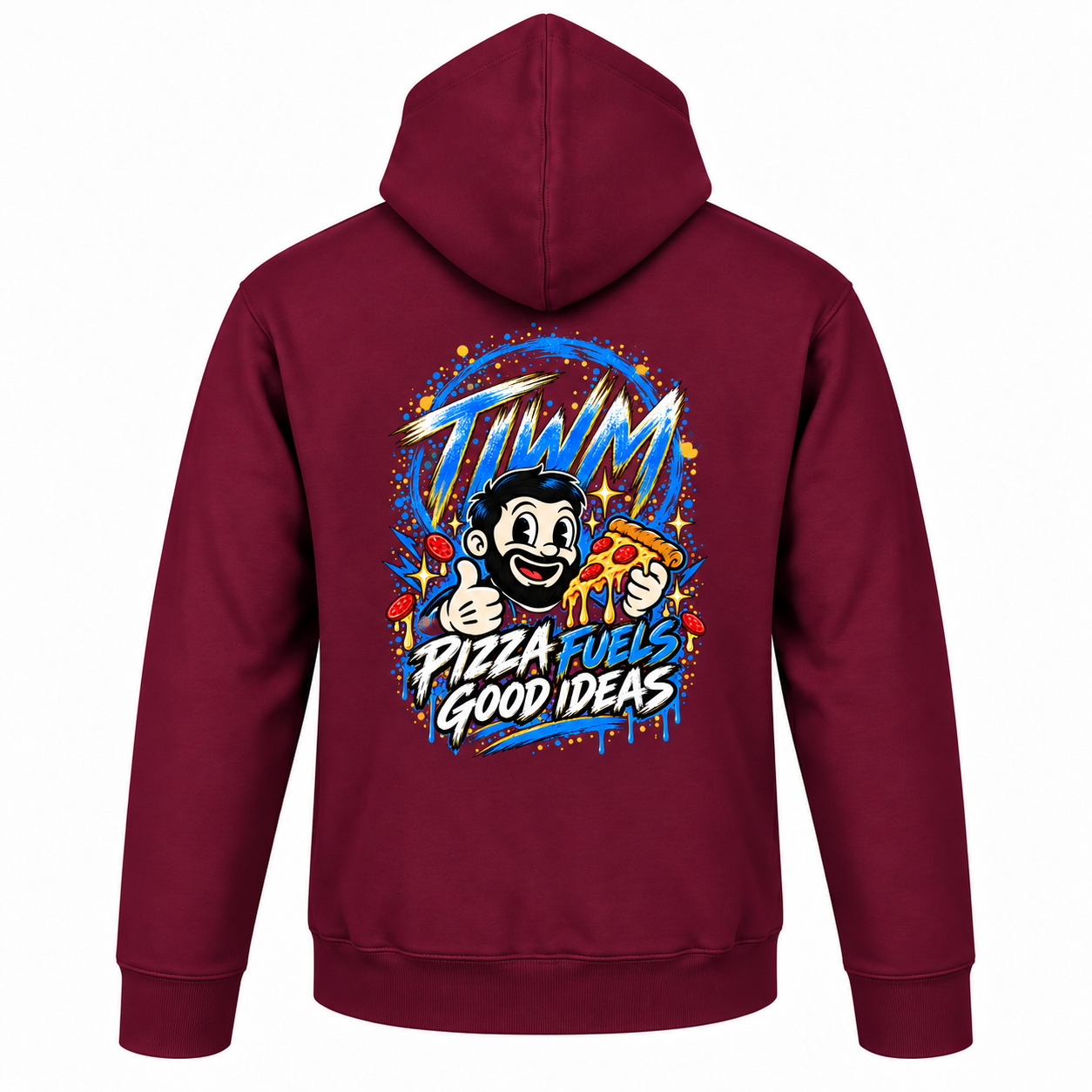 001 Pizza Hoodie — Burgundy — by TIWM Group — image 6